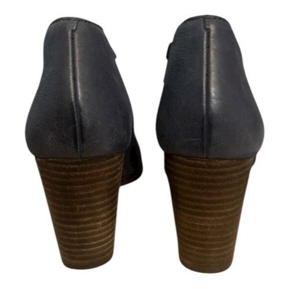 Lucky Brand Jedrek Women Wedge Boots Size 7.5 Leather Blue Heel Zip Peep Toe - Picture 7 of 12